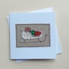 Embroidered Christmas Sleigh Card