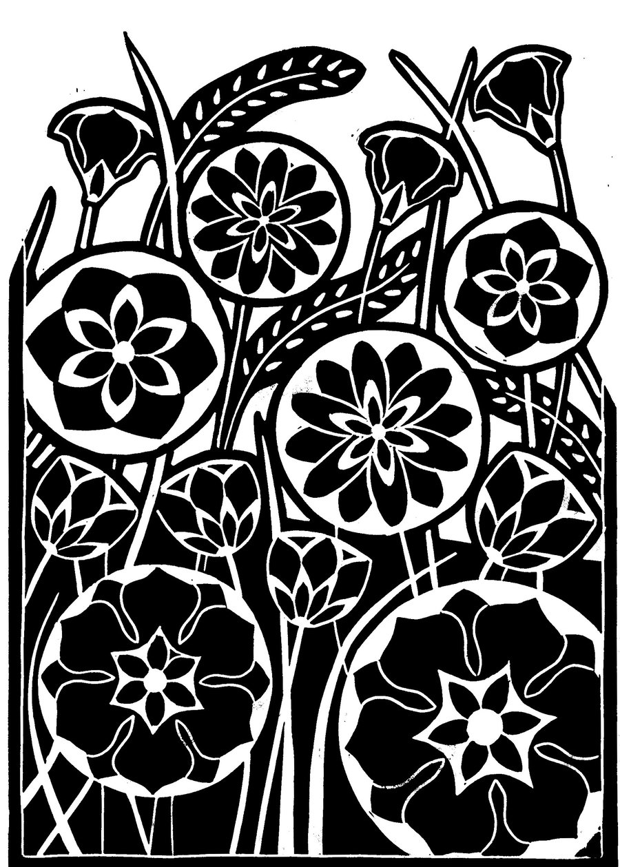 Pretty Flowers Linoprint