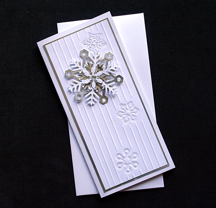 Silver Snowflake - Handcrafted Christmas Card - dr16-0050