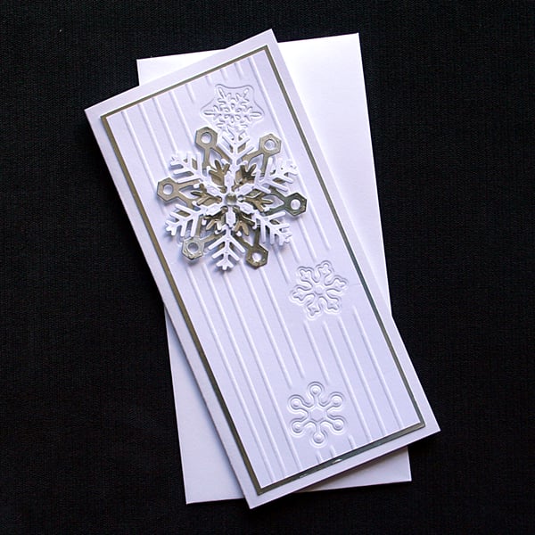 Silver Snowflake - Handcrafted Christmas Card - dr16-0050
