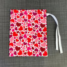 Red, Pink Hearts Fabric Drawstring Gift Bag: Medium Present Wrap.