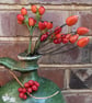 Ceramic Rosehips Flowers, Wired for Arranging, Two stems (four berries) in Red  - Image 7