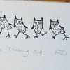 Running Owl Lino Print (unframed)
