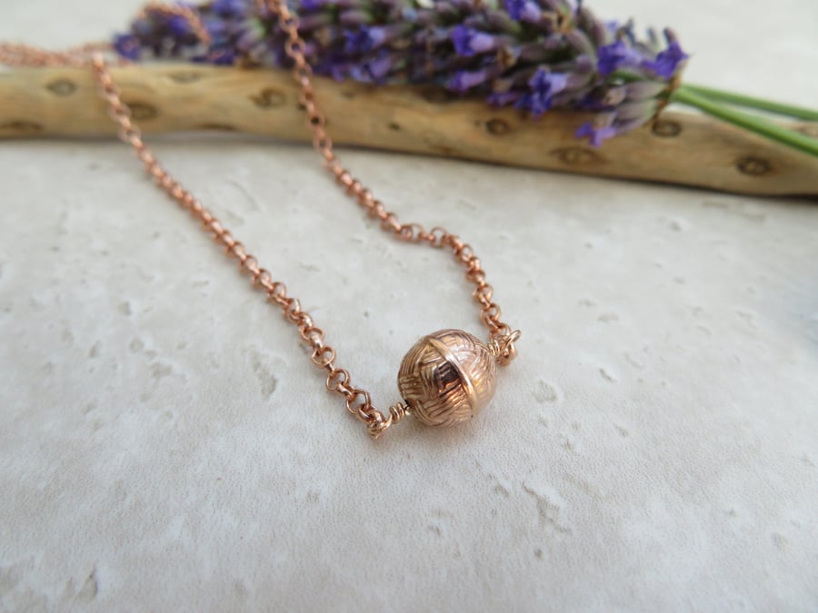 Rose Gold Woven Ball Necklace