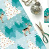 Winter Woodland Reindeer Christmas Gift Wrapping Paper