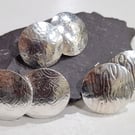 Handmade, recycled, textured Sterling Silver Disc Stud Earrings 