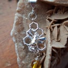 Sterling Silver Bee, Honeycomb and Amber Necklace