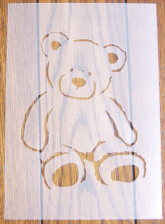 A5 Teddy Bear Stencil Mask Reusable PP Sheet for Arts & Crafts, DIY