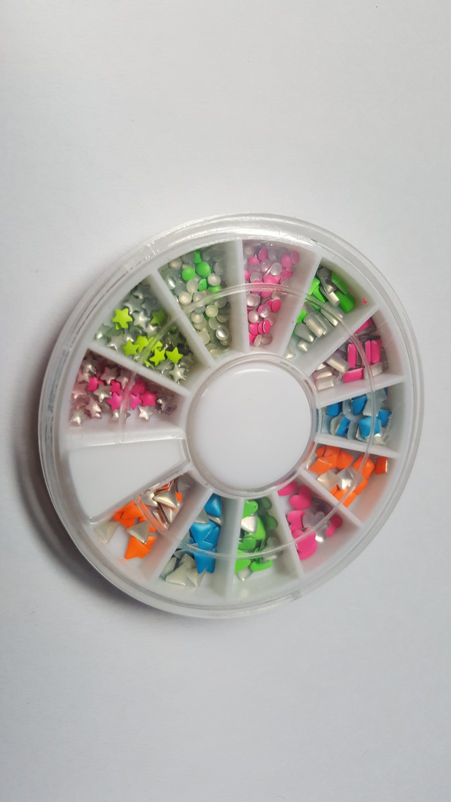 1 x Filled Storage Wheel - 6cm - Tiny Mixed Shaped Studs - Mixed Colour 