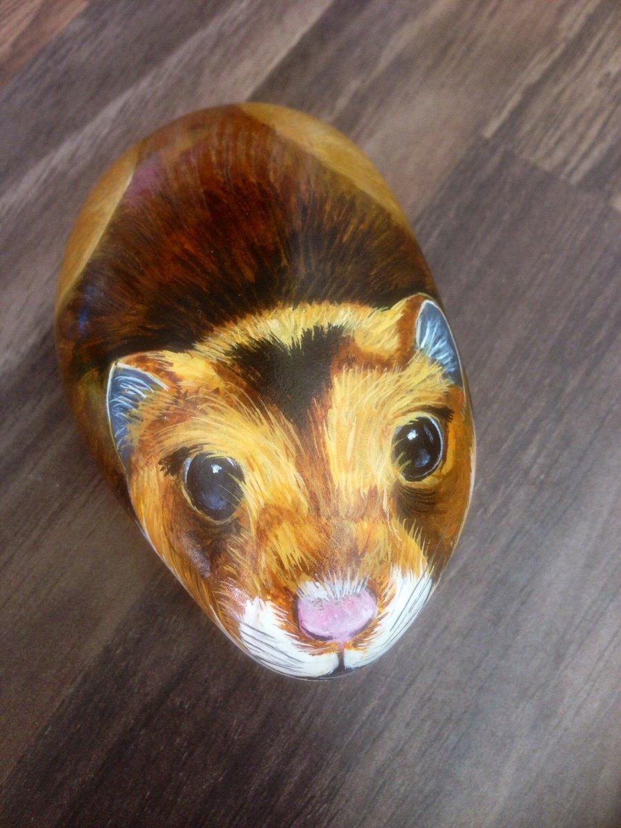 Hamster hand painted rock pet 