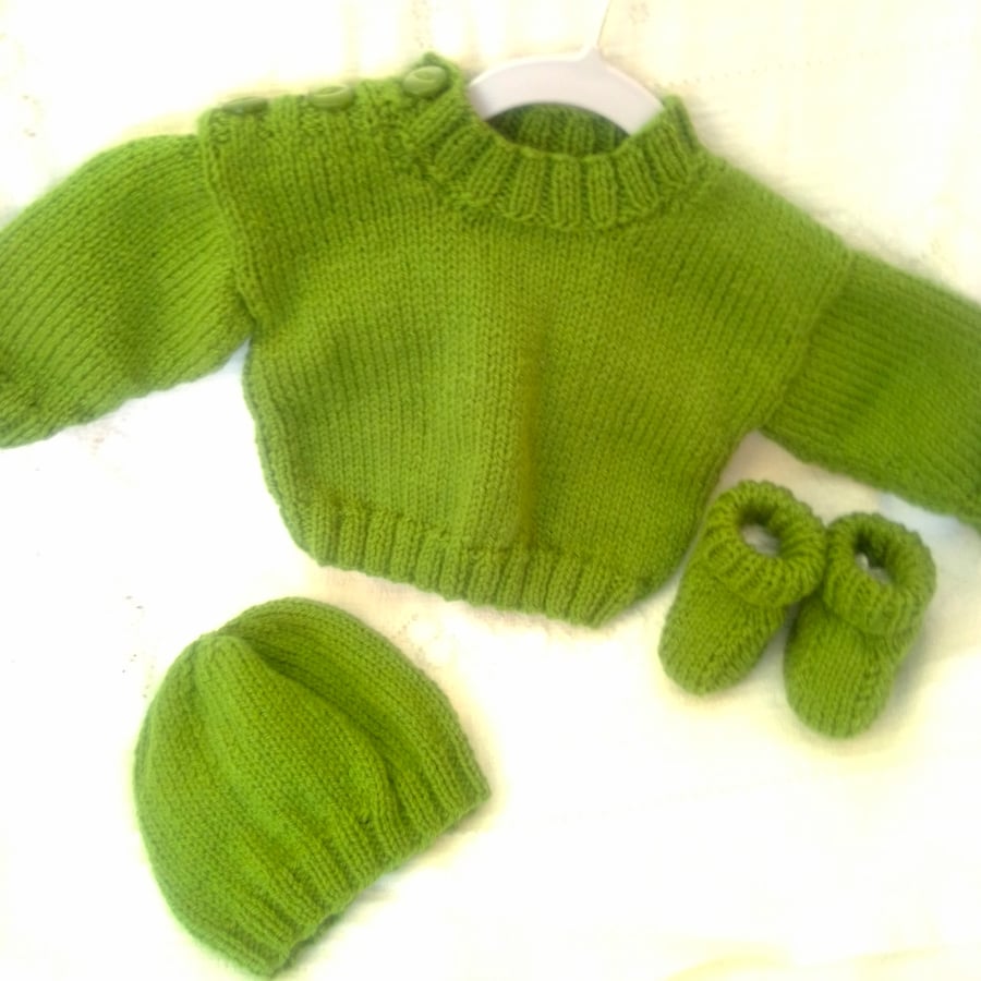 Baby's Jumper Hat and Booties Set, Baby Gift, Prem Sizes Available, Custom Make