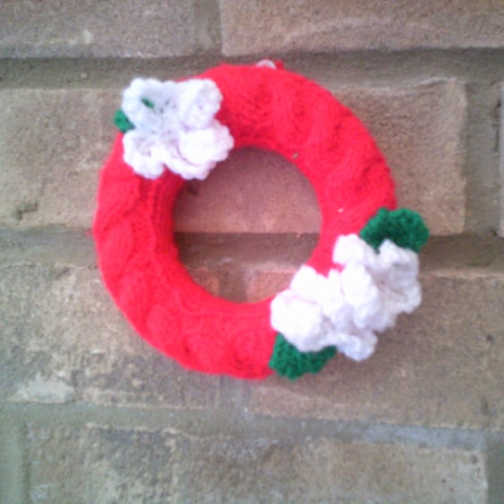 Mini Knitted Wreath Christmas Decoration