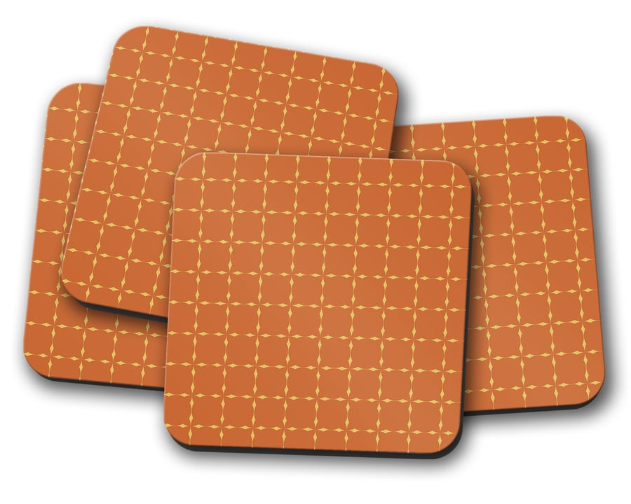 Orange and Yellow 70's Retro Design Coaster