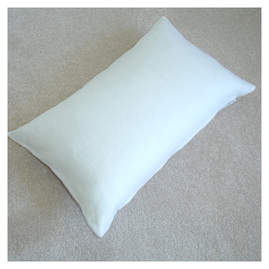 Linen Travel Pillow Cover White Tempur SMALL 16"x10" 16x10 40x26cm
