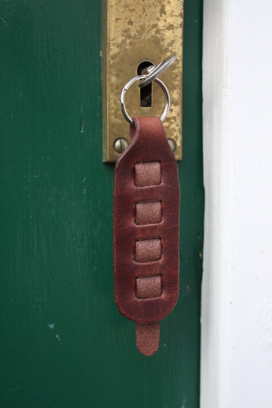 Plain brown leather key fob
