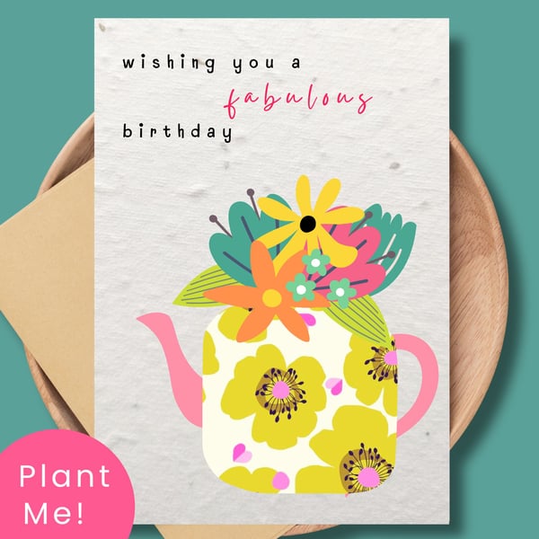 Plantable Wildflower Birthday Card, Eco Friendly Gift, Handmade in the UK