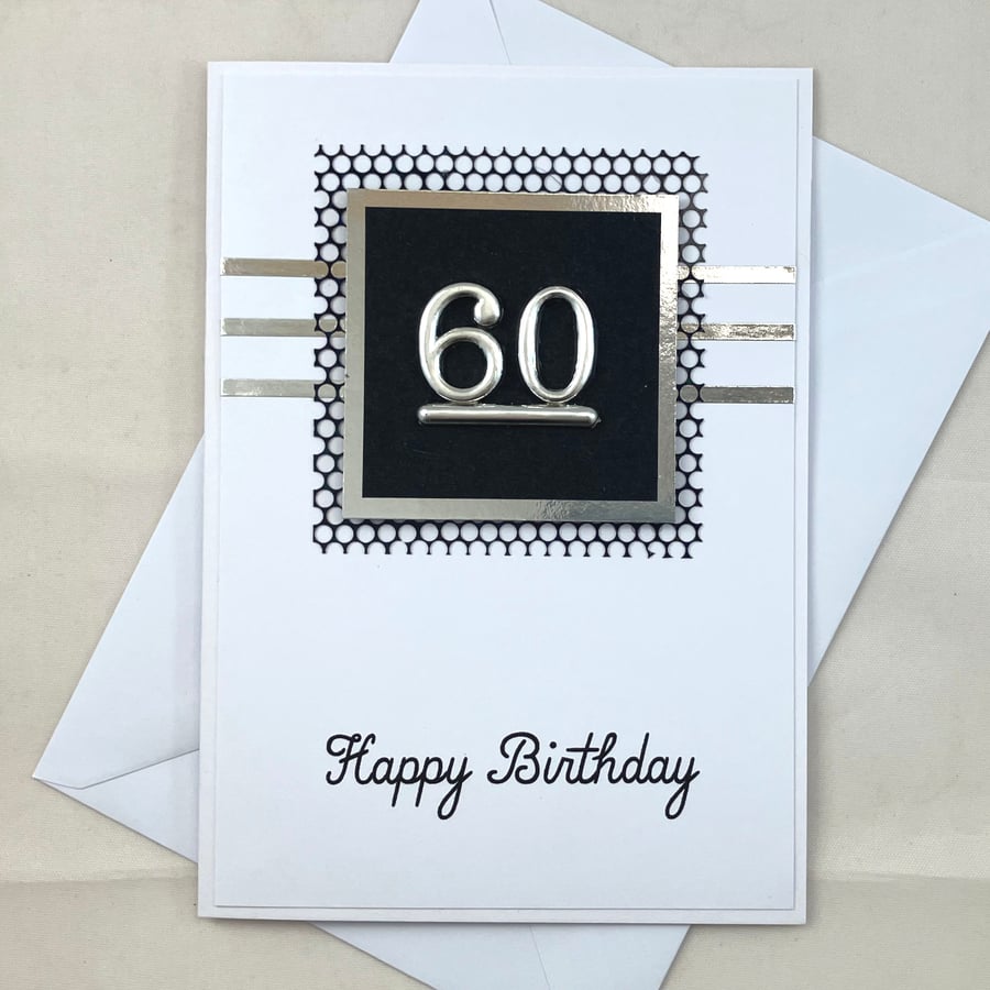 Black and silver 60th Birthday card