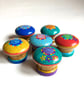 Set of 6 up cycled hand painted wooden drawer handles 