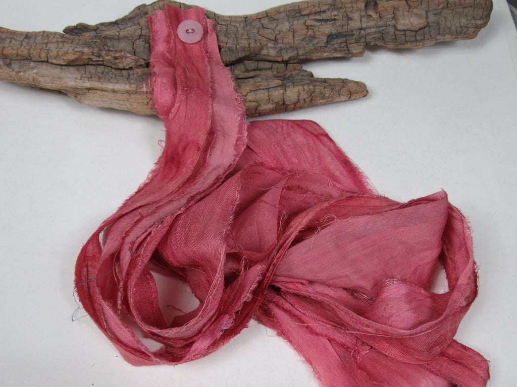 Brazilwood Natural Dye Pink Scrappy Cotton Silk Ribbon Pack