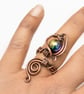 Blue Hematite Copper Ring ,Wire Wrapped Adjustable Ring, Handmade Statement ring - Image 2