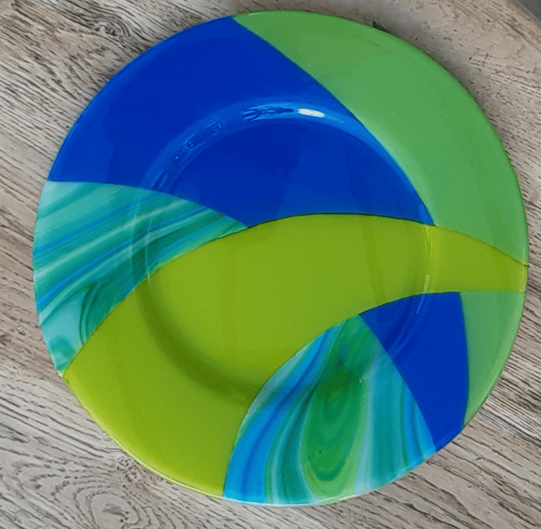 Fused Glass Decorative Shallow Platter Fruit Bowl