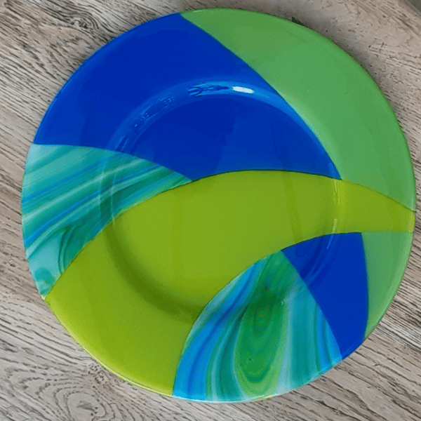 Fused Glass Decorative Shallow Platter Fruit Bowl