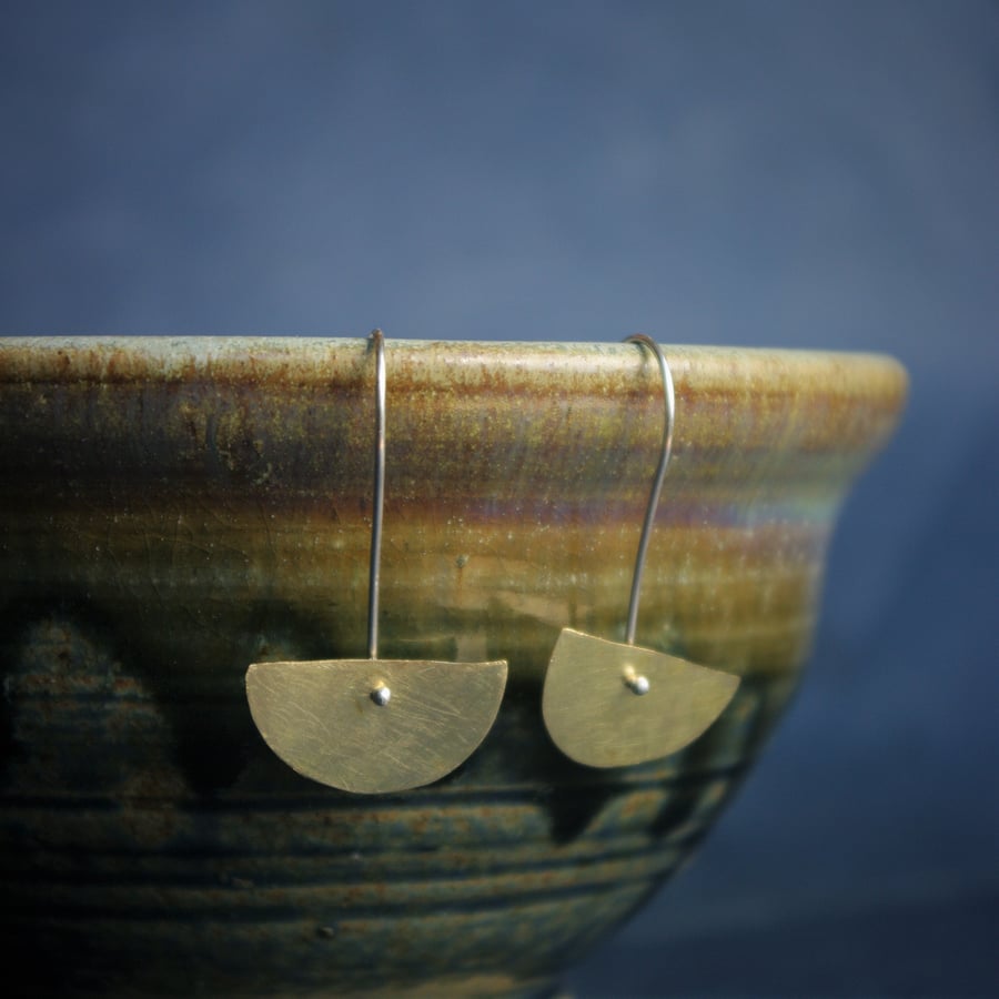 Brass Arc Dangle Earrings