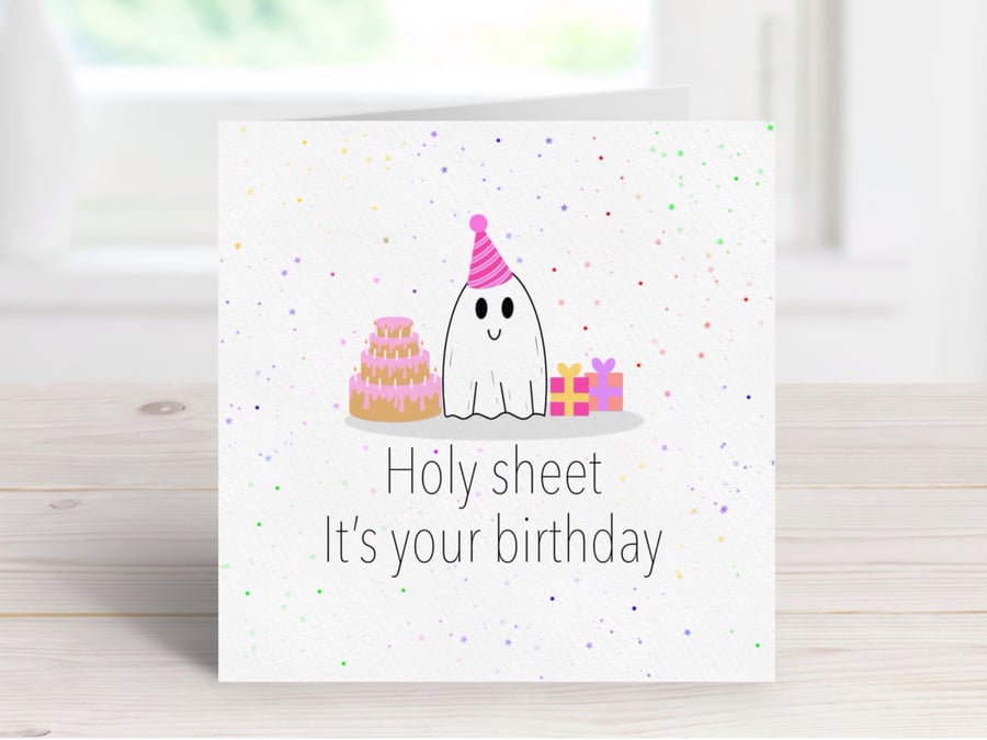 Spooky Ghost Birthday Card, Funny Pun Ghost Greeting Card.