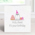 Spooky Ghost Birthday Card, Funny Pun Ghost Greeting Card.