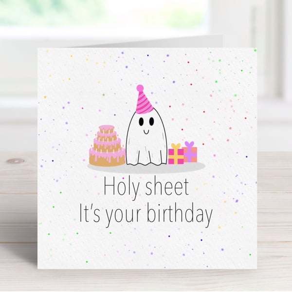 Spooky Ghost Birthday Card, Funny Pun Ghost Greeting Card.