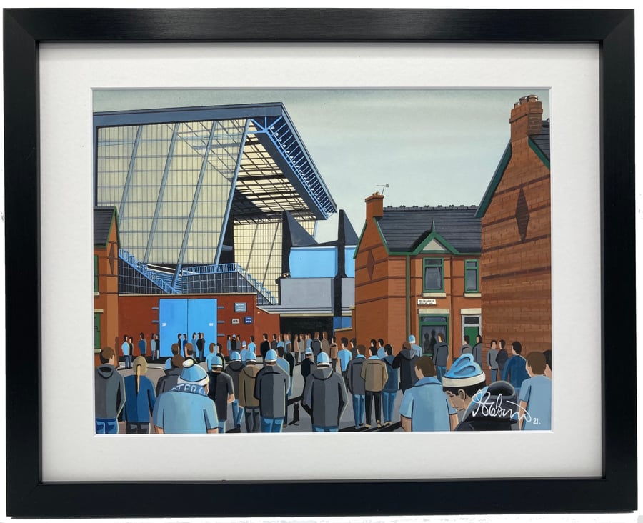 Manchester City, Maine Road, High Quality Framed Football Art Print.