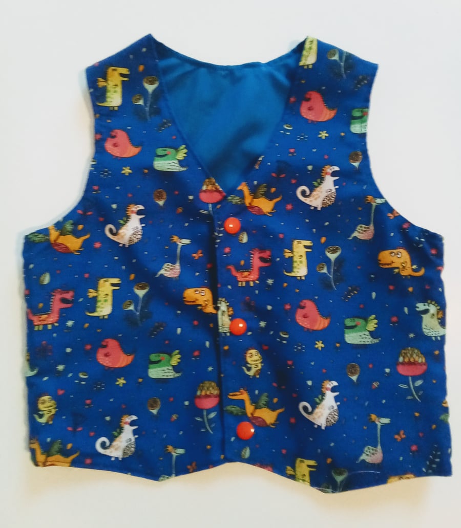 Waistcoat, Age 18 months, boys waistcoat, monsters, blue, kids clothes 