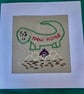 New home embroidered character card.
