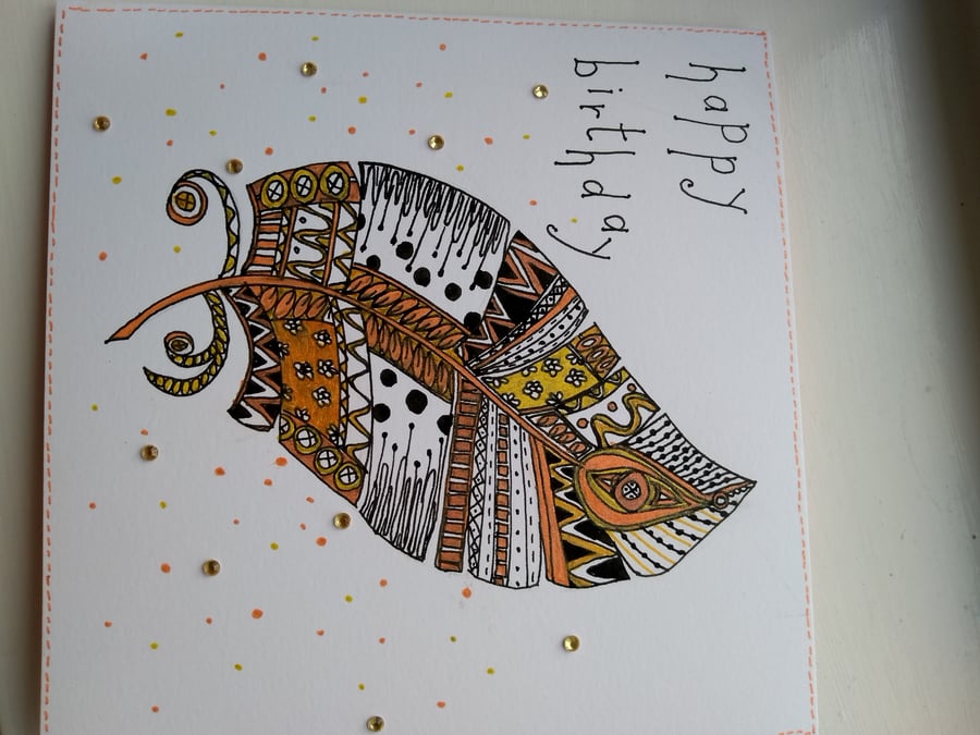 Fabulous feather birthday card