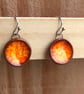 Handmade Ceramic Dangle Earrings, Foraged Bristol Clay, Orange Glaze - Image 7