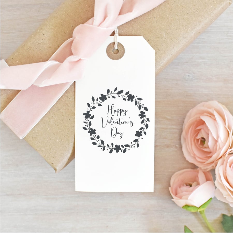 Happy Valentine's Day Wreath Rubber Stamp