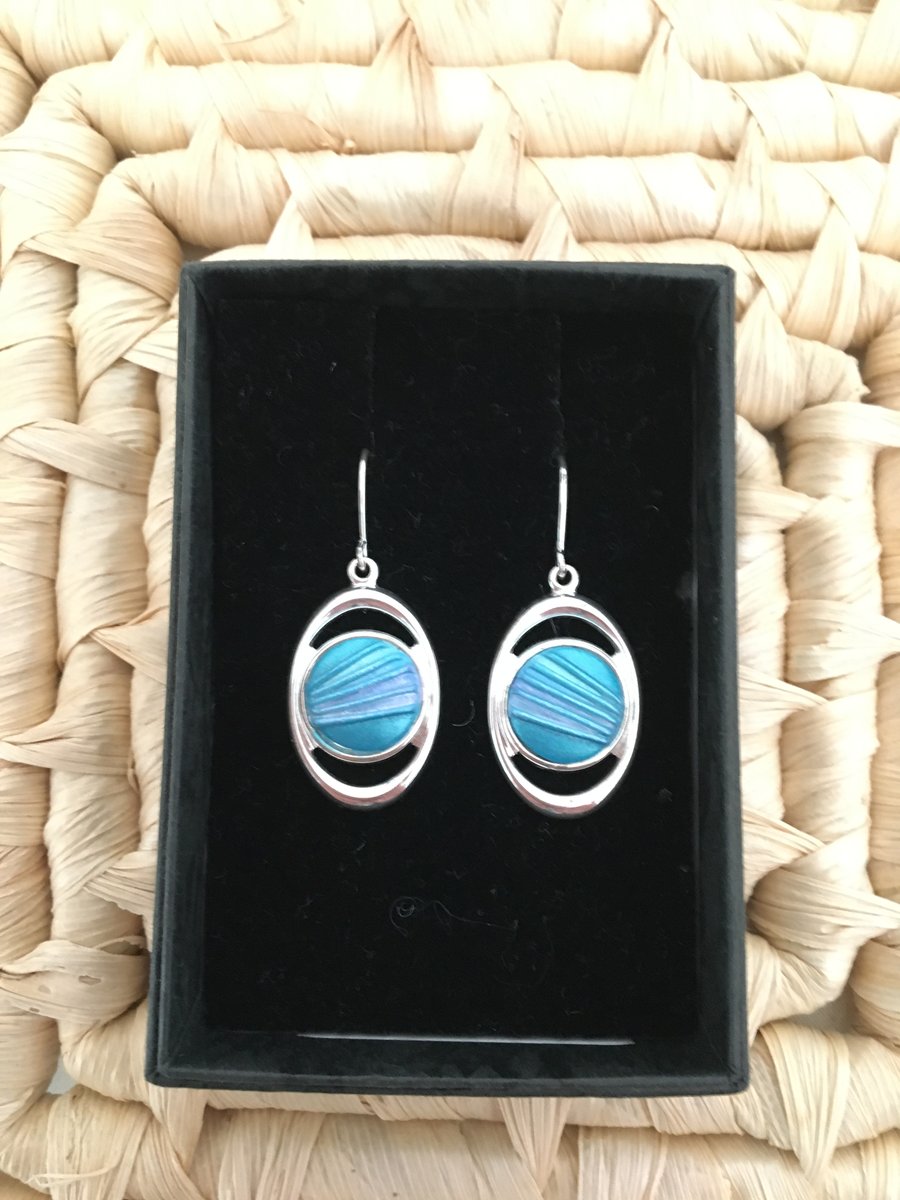 Azure Oval Outline Drop Earrings