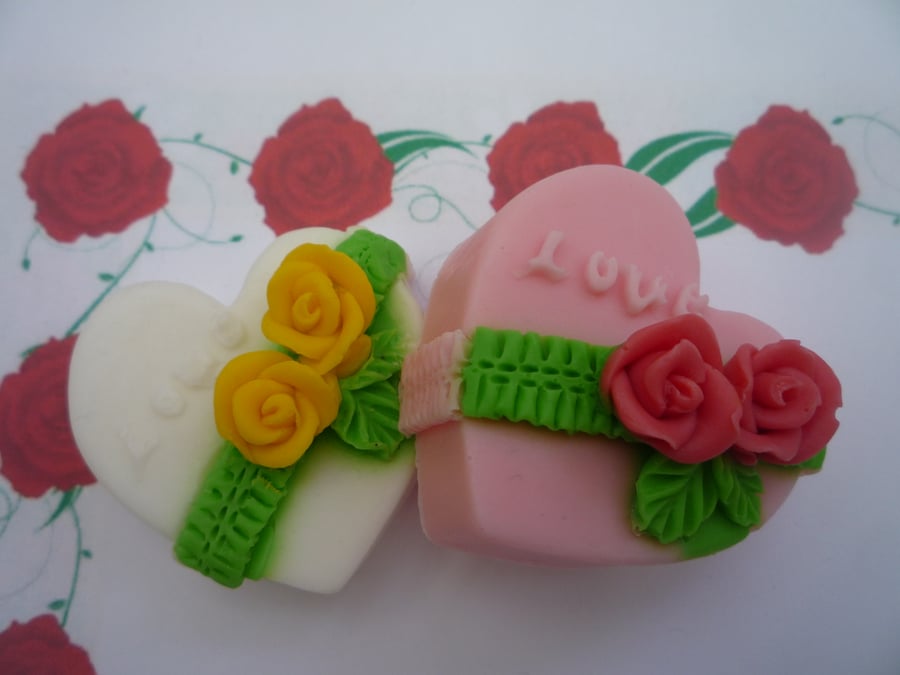   mothers day valentine decorative heart soaps x 2