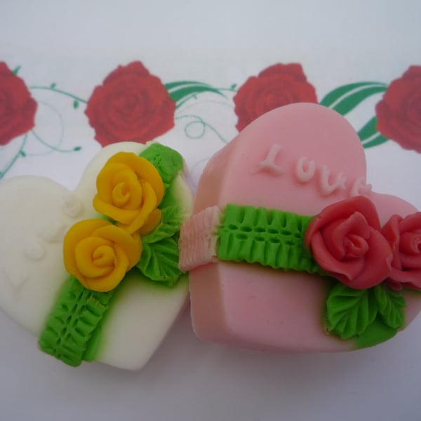   mothers day valentine decorative heart soaps x 2