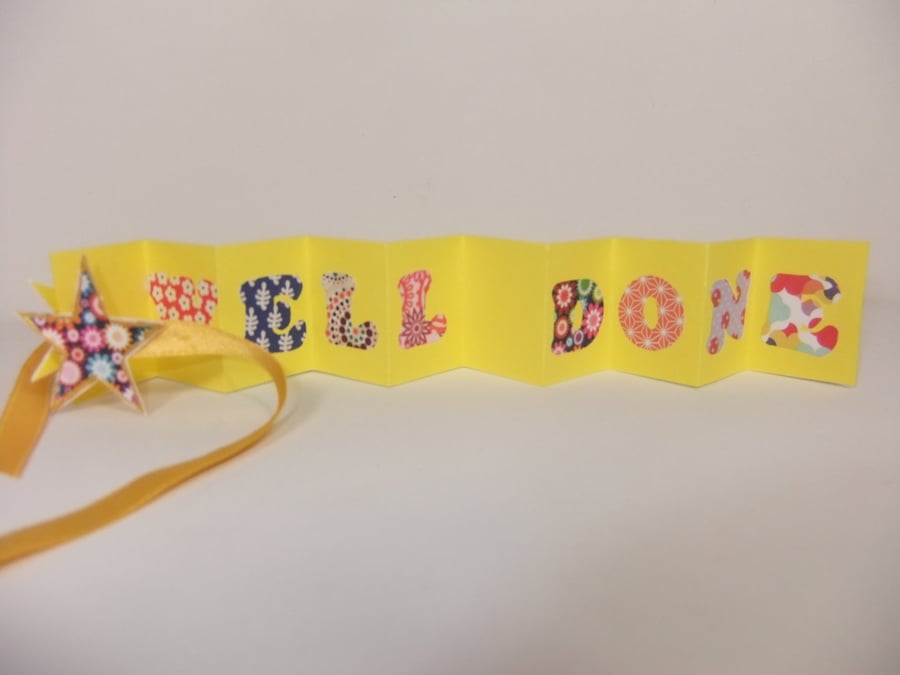 Mini zig zag ‘Well  Done’ card