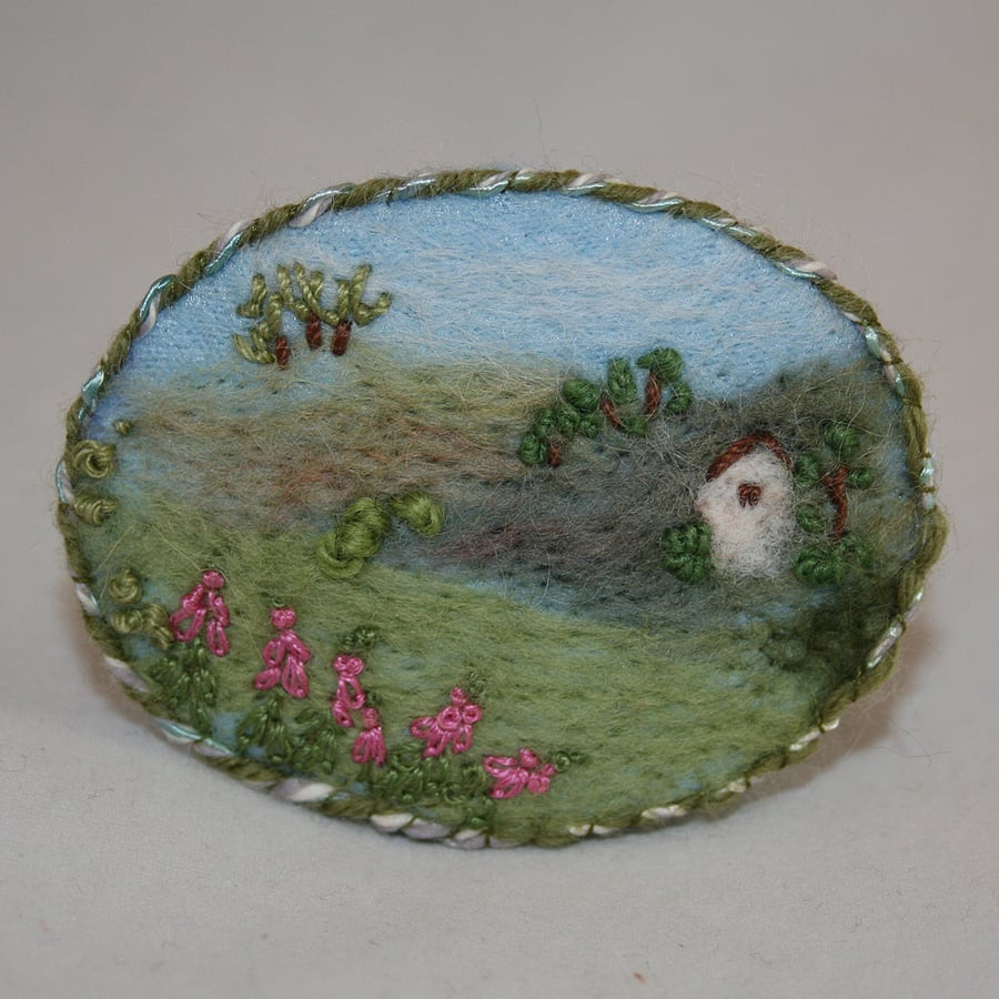 Embroidered Brooch - Drift of Foxgloves