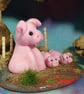 Tiny Pig 'Prudie' with two tiniest fingertip piglets on fenced tableau OOAK - Image 9