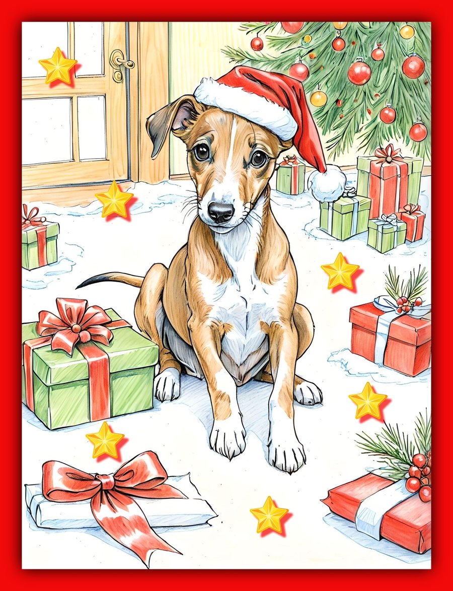 Greyhound Christmas Card A5