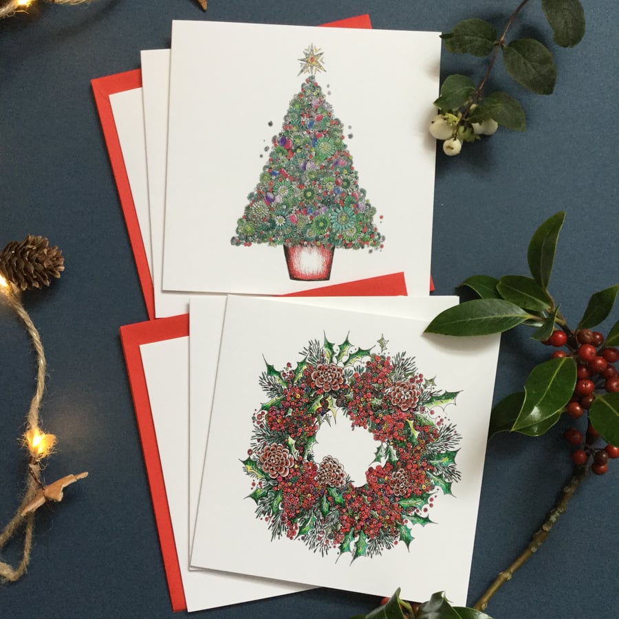Christmas card pack of 6 cards (2 different designs) 