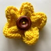 Hand knitted flower brooch pin - Yellow - Stand with Ukraine Appeal