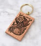 Steampunk fungi fairy abode. Pyrography key ring. - Image 2