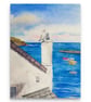 Small original watercolour painting, Watching Over Port Isaac - Image 1