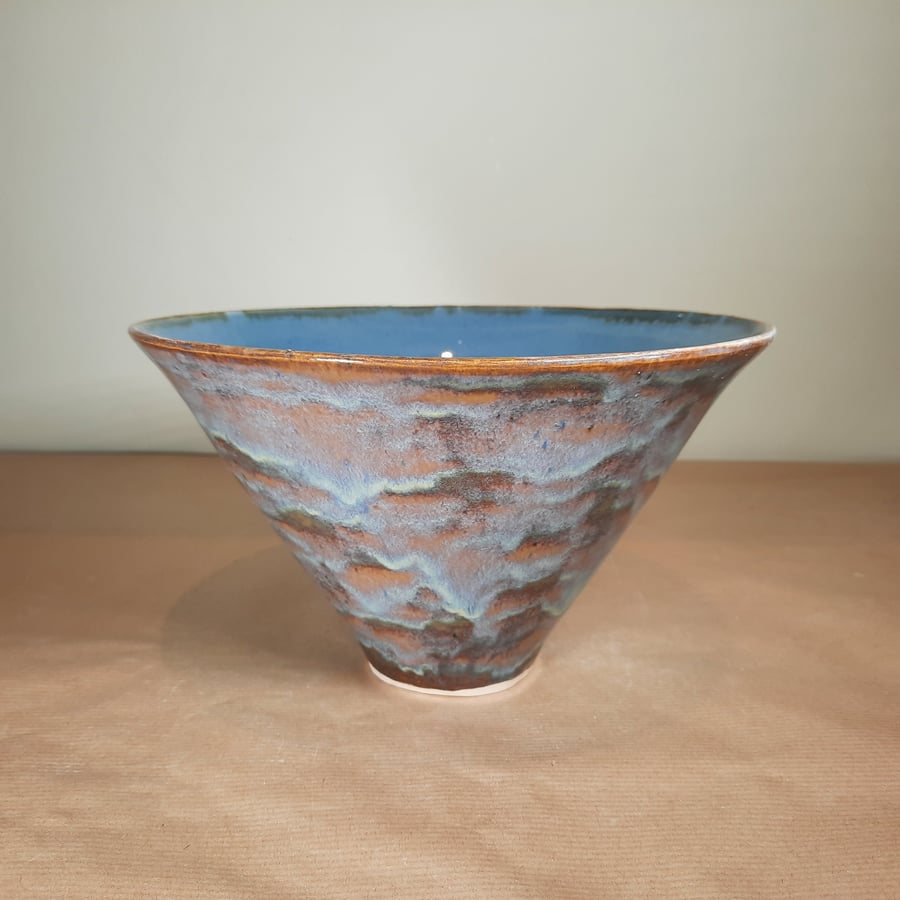 Hand thrown blue ceramic bowl