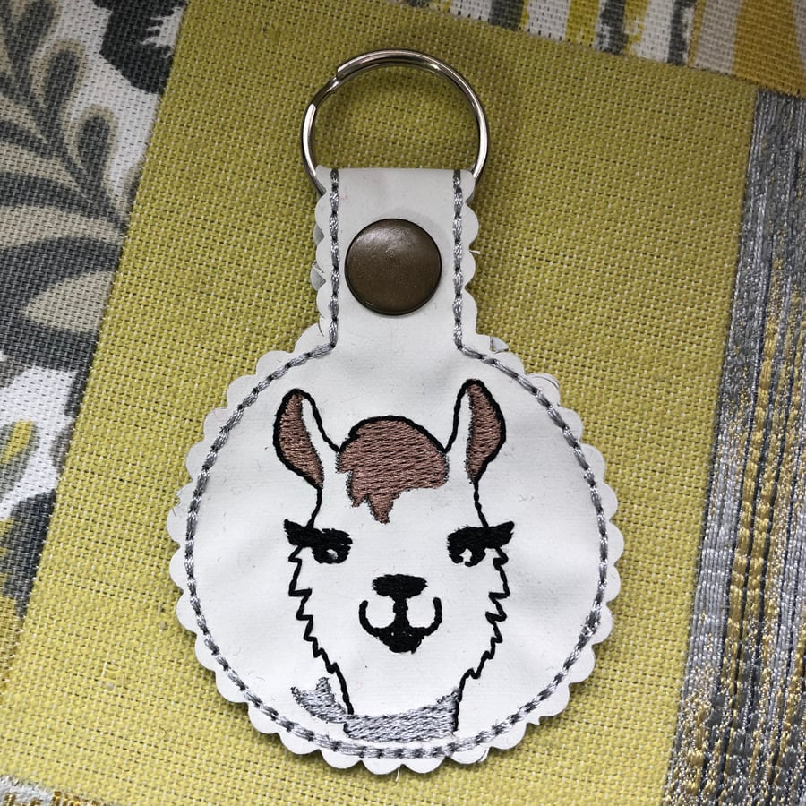 Pretty Llama Keyring Snap Tab Key Fob Bag Charm