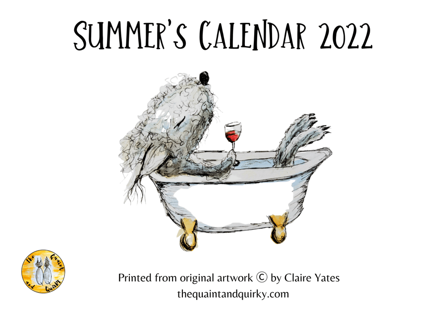 Bedlington Terrier calendar 2022,  quirky illustrations, dog art 